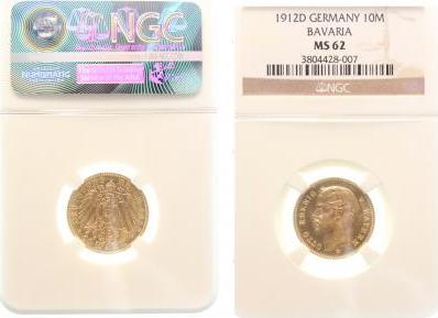 20112D~1.5-GG 10 Mark  Bayern Otto 1912D !!! J 201  