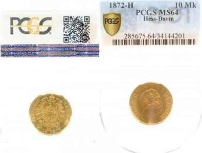 21372H~1.2-GG 10 Mark  1872H Ludwig III Hessen f.stgl !!! J 213  