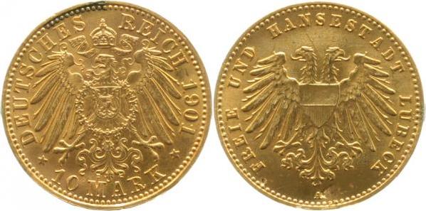 22701A~1.3b-GG   Lübeck 1901A Lötstelle u. kl. Einhieb sonst prf/f.prfr !! 227  