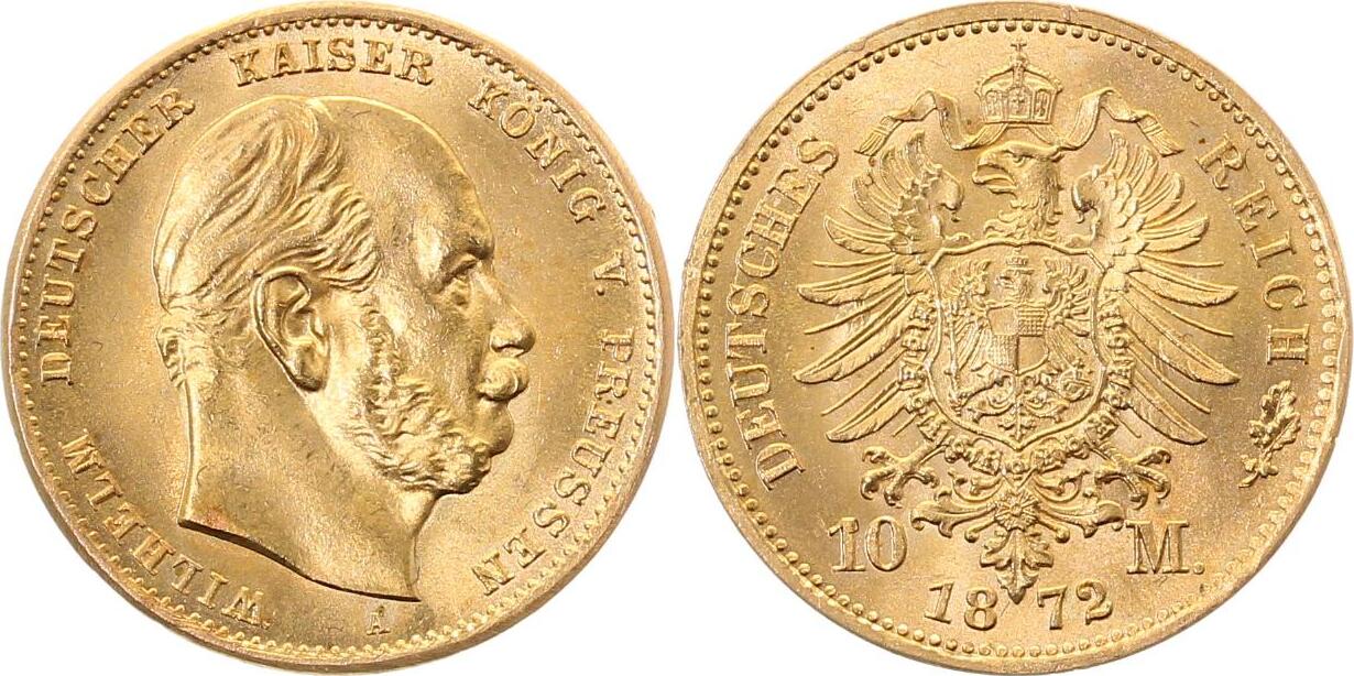 24272A~1.1 10 Mark   Wilhelm I. 1872A prfr/stgl !!!!  TOP J 242  