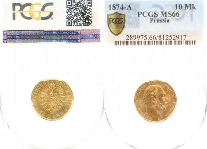 24574A~1.0-GG 10 Mark   Wilhelm I. 1874A prfr/stgl !!!! J 245  