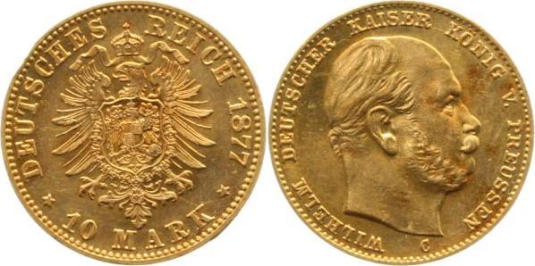 24577C~1.1-GG 10 Mark   Wilhelm I. 1877C prfr/stgl !!! J 245  