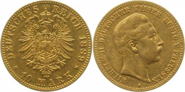 24989A~2.5 10 M Wilhelm II 1889A ss/vz inkl. Expertise, extrem selten !!! 249  