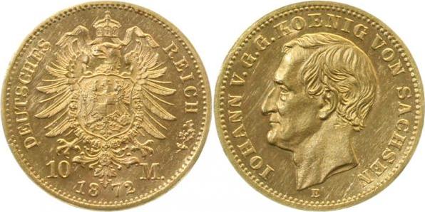 25772E~1.5-GG   Johann Sachsen 1872E gutes VZ EA Erstabschlag!!! 257  