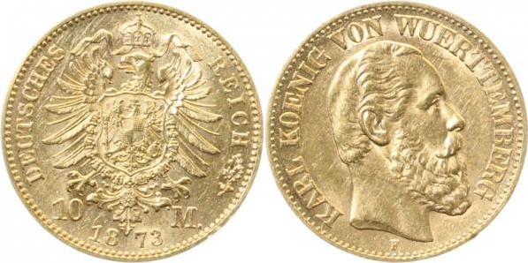 28973F~1.3-GG   Karl Württemberg 1873F, vz/st-/.prfr !!! 289  