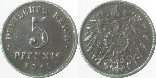 29715E~2.5 5 Pfennig  1915E ss/vz J 297  