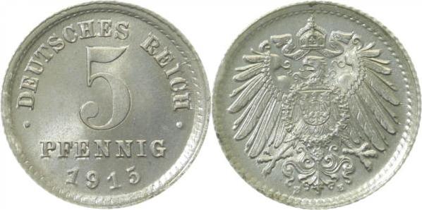 29715E~0.9 5 Pfennig  1915E prfr. fein J 297  