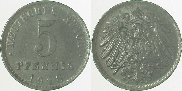 29718A~1.1 5 Pfennig  1918A prfr/stgl J 297  