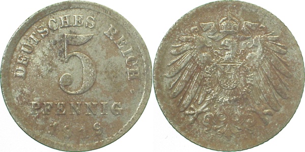 29719E~2.0 5 Pfennig  1919E vz J 297  