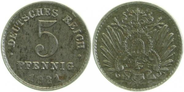 29721J~2.0-S 5 Pfennig  1921J vz S180 J 297  