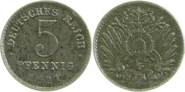 29721J~2.0-S 5 Pfennig  1921J vz S180 J 297  