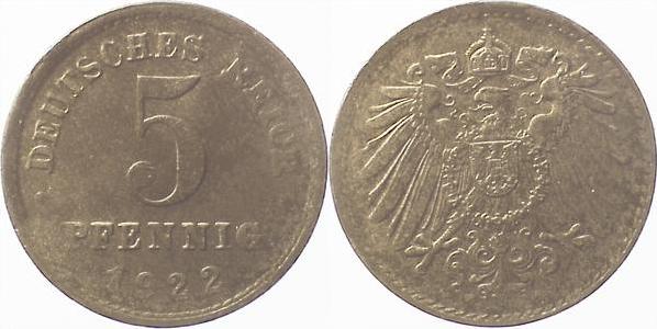 29722E~1.0 5 Pfennig  1922E stgl. J 297  