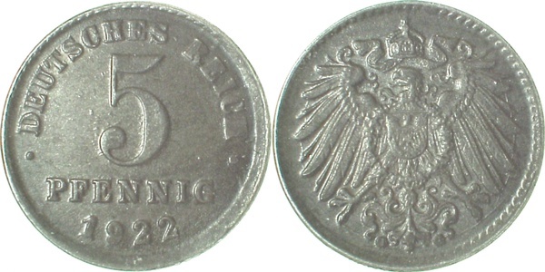 29722G~1.2 5 Pfennig  1922G prfr. J 297  