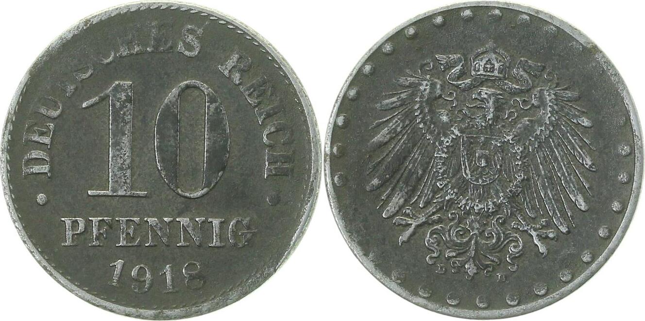 29818D~3.0 10 Pfennig  1918D SS mit Expertise J 298  