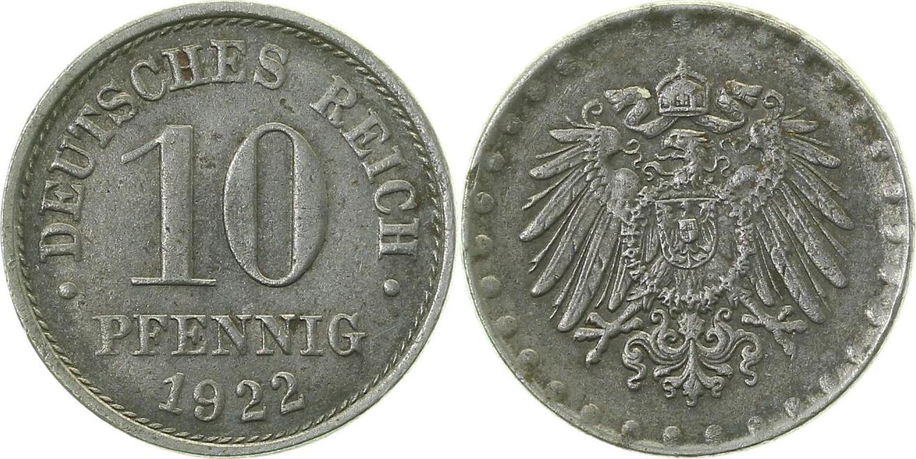 29822-~2.8 10 Pfennig  1922 o.Mzz. ss+ !! sehr selten J 298  