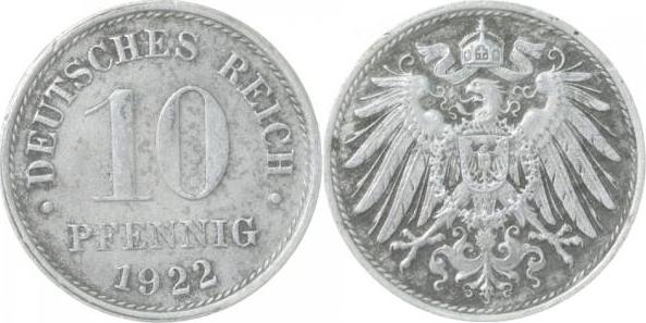 29822-~3.0 10 Pfennig  1922 o.Mzz. ss !! J 298  