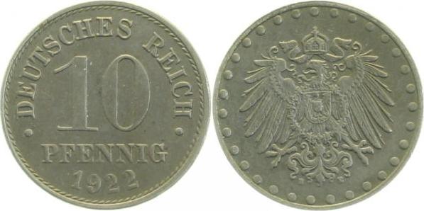 29822E~2.0 10 Pfennig  1922E vz J 298  