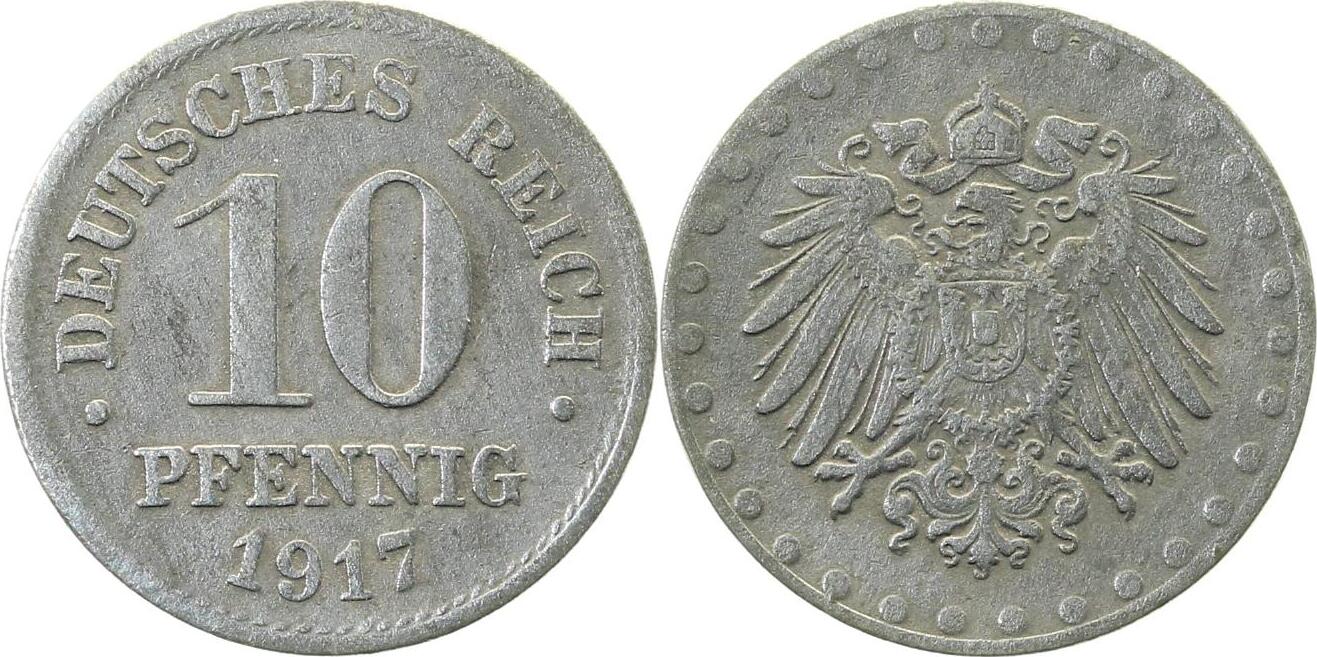 298Z17-~3.0 10 Pfennig  1917 Zink ss J 298Z  