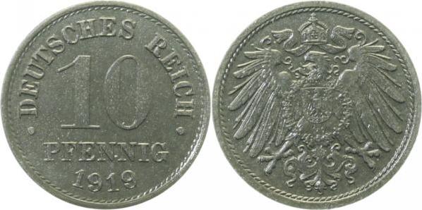 29919-~1.0 10 Pfennig  1919 stgl. J 299  