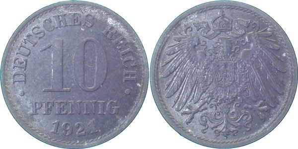 29921-~1.0 10 Pfennig  1921 stgl. J 299  