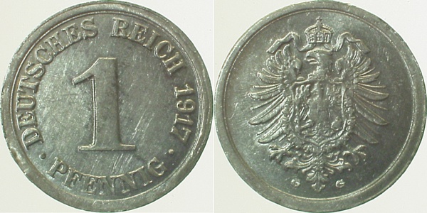 30017G~2.5 1 Pfennig  1917G ss/vz J 300  