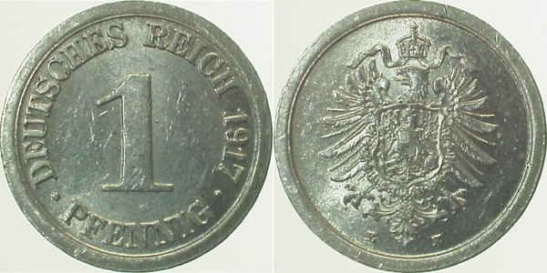 30017E~2.0 1 Pfennig  1917E vz J 300  