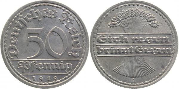 30119A~1.5 50 Pfennig  1919A vz/st J 301  
