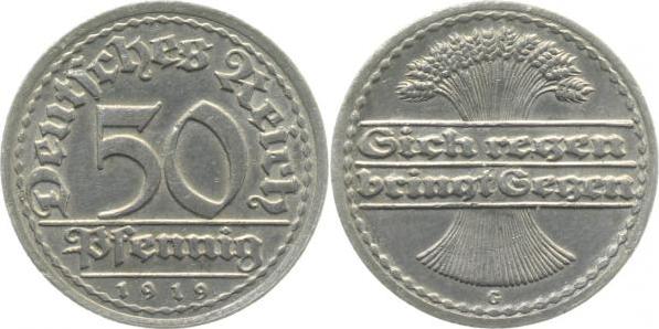 30119G~2.5 50 Pfennig  1919G ss/vz J 301  