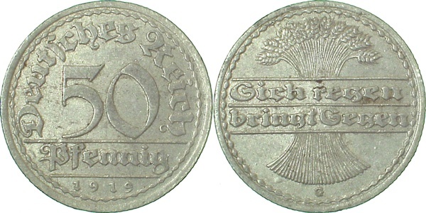 30119G~3.0 50 Pfennig  1919G ss J 301  