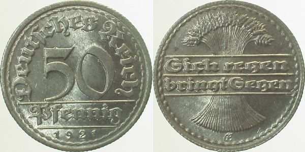 30121E~1.2 50 Pfennig  1921E prfr. J 301  