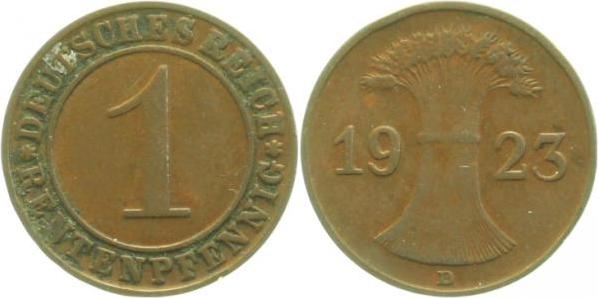 30623D~3.0 1 Pfennig  1923D ss J 306  