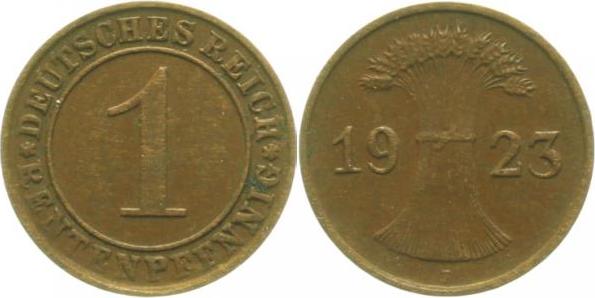 30623F~2.5 1 Pfennig  1923F ss/vz J 306  