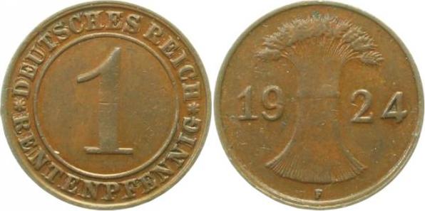 30624F~3.0-P 1 Pfennig  1924F ss Text sehr deutlich doppelt !!! J 306  