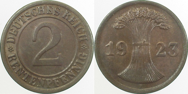 30723F~1.1 2 Pfennig  1923F prfr/st !! J 307  