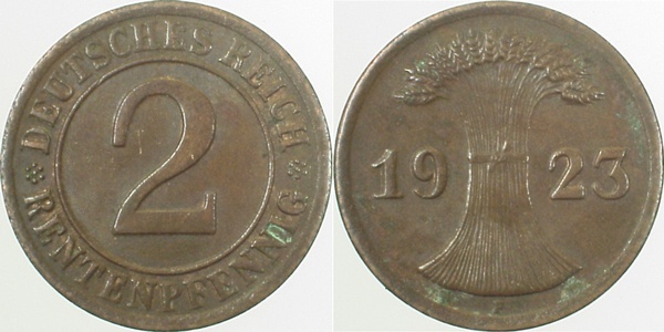 30723F~2.5 2 Pfennig  1923F ss/vz J 307  