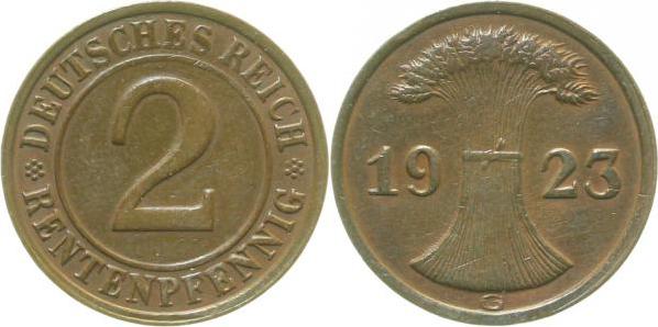 30723G~2.5 2 Pfennig  1923G ss/vz J 307  