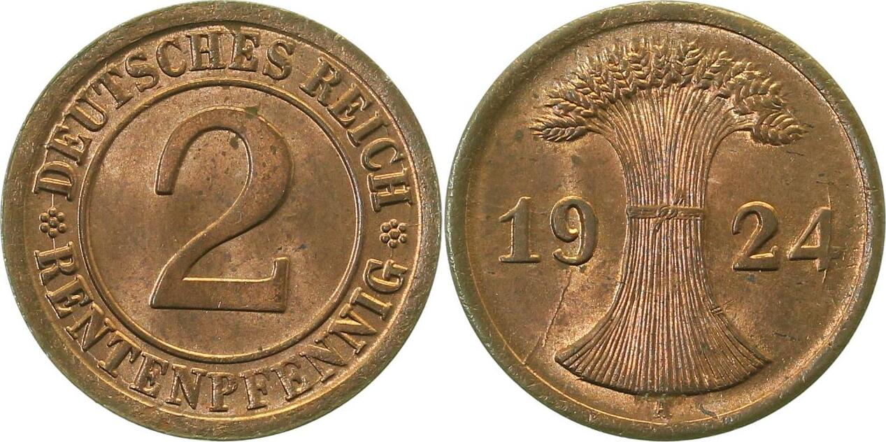 30724A~0.9 2 Pfennig  1924A stgl.fein J 307  