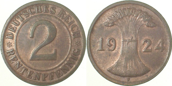 30724F~1.5 2 Pfennig  1924F f.prfr. J 307  