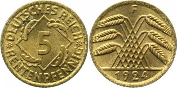 30824F~1.2 5 Pfennig  1924F prfr. J 308  