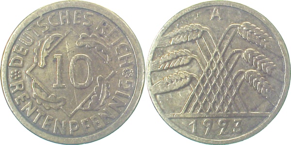 30923A~3.0 10 Pfennig  1923A ss J 309  