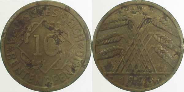 30923A~3.0a 10 Pfennig  1923A ss etw.fleckig J 309  