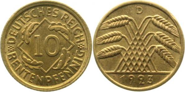 30923D~1.1 10 Pfennig  1923D prfr/stgl.!!! J 309  
