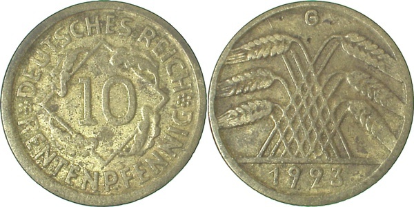30923G~3.5 10 Pfennig  1923G s/ss J 309  