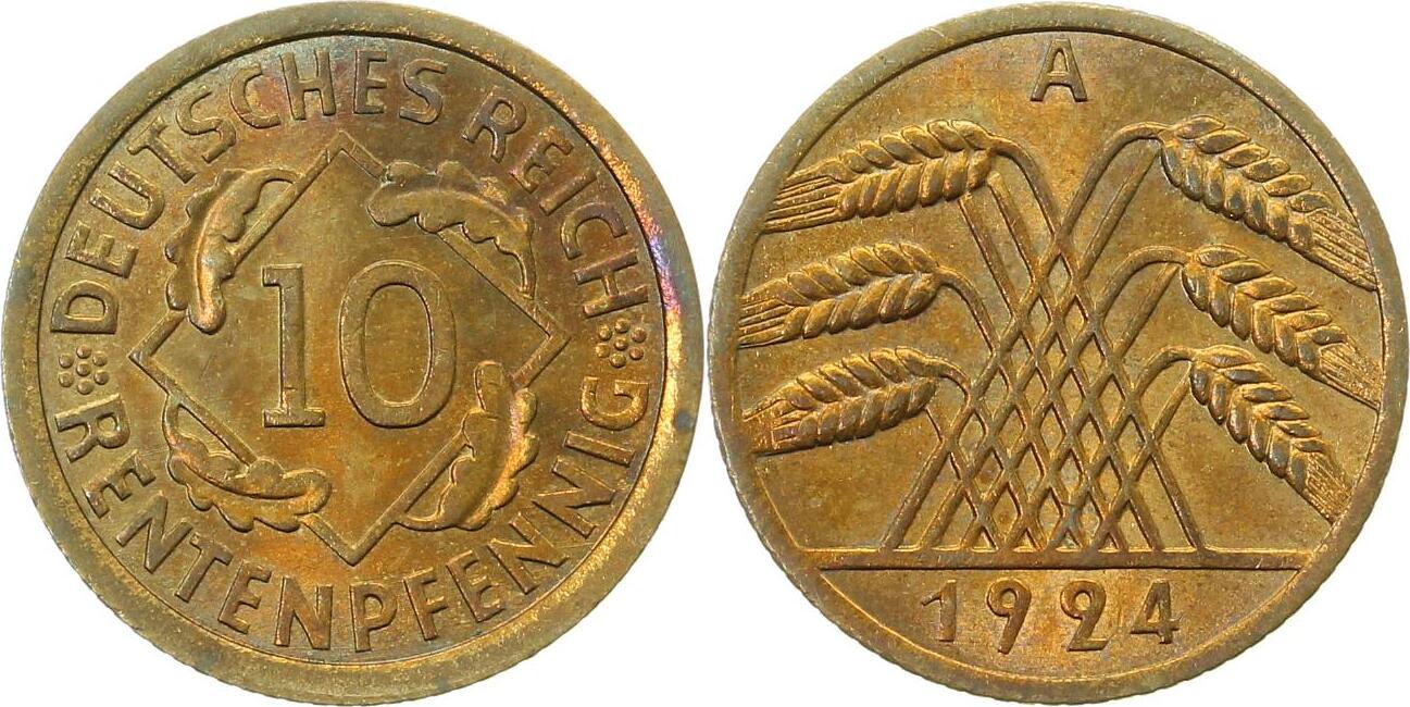 30924A~1.1 10 Pfennig  1924A prfr/stgl J 309  