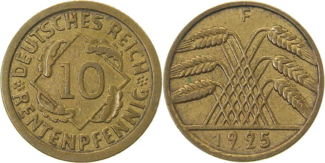 30925F~2.8 10 Pfennig  1925F SS+ inkl. Expertise, äusserst selten !!! J 309  