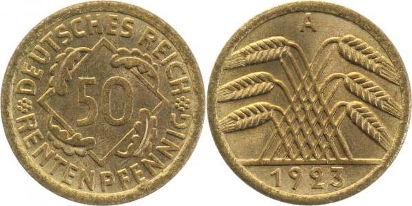31023A~1.1 50 Pfennig  1923A prfr/stgl Erstabschlag (EA)! ! J 310  