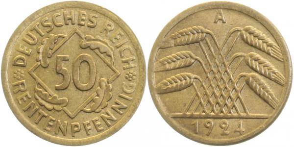 31024A~1.5 50 Pfennig  1924A f.prfr J 310  