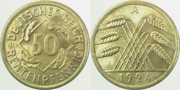 31024A~1.1 50 Pfennig  1924A prfr/st!! J 310  