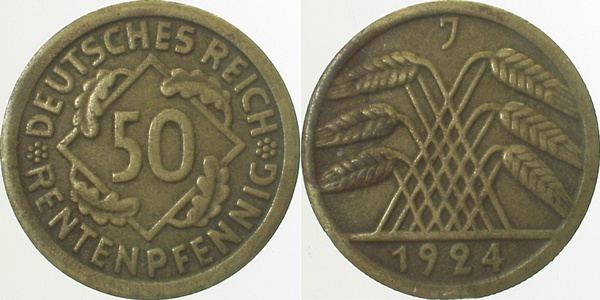 31024J~3.0 50 Pfennig  1924J ss J 310  