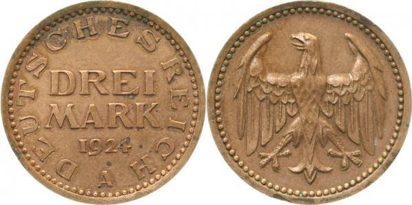 31224A~3.0-FF 3 Reichsmark  24A zeitgenöss. Fälschung inkl. M&P 4/2000 J 312  